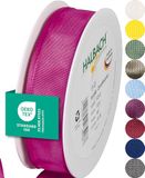 Halbach Seidenbänder Premium cadeaulint met draadrand, breedte 25 mm, lengte 25 m, Öko-Tex 100 gecertificeerd lint, taftband made in Germany, kleur: roze
