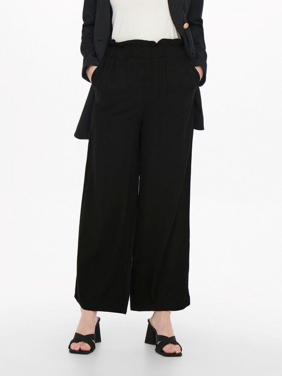 ONLY ONLCALY LIFE HW PB WIDE CROP PNT NOOS Women's Trousers - Size S - Black