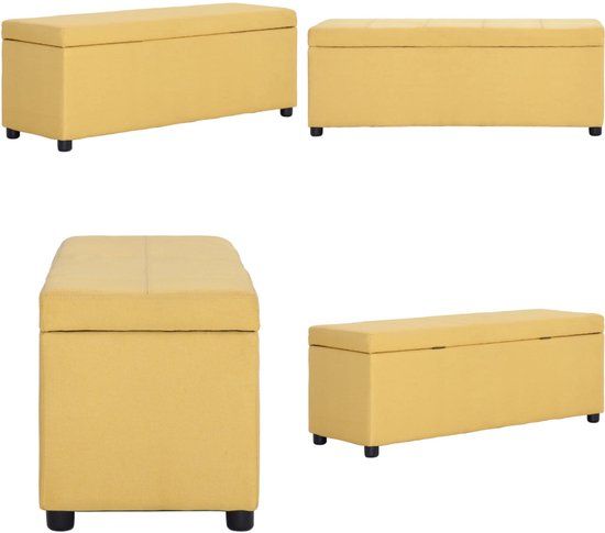 vidaXL Bankje met opbergvak 116 cm polyester geel