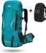 CarryQuest® Sac à dos de randonnée 60L - Sac à dos de trekking imperméable avec housse de pluie, système d'hydratation, système MOLLE et poches ceinture - Bleu clair