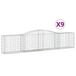vidaXL Gabionen met boogvorm, 9 stuks, 400x50x80/100 cm, verzinkt staal