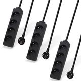 Waytex Set van 3 stekkerdozen, 4 stopcontacten, 16 A, 5 m kabel, zwart