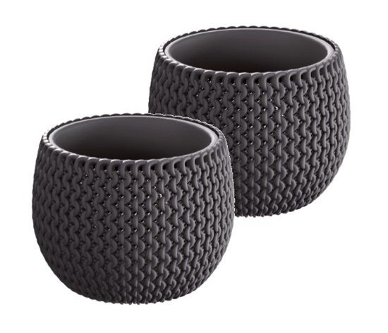 Prosperplast Splofy Bowl - Bloemschaal - 18cm - Antraciet - 2 stuks