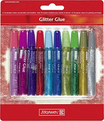 Brunnen Glitter Glue Set - 10 Colors (9.5 ml each) with Glitter Effect