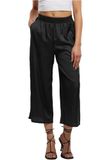 Urban Classics Culotte en satin à jambes larges pantalon en tissu noir XL