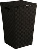 5Five Wasmand gevlochten Rotan - zwart - 57 liter - 33 x 33 x 53 cm - met deksel