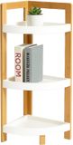 Merkloos Relaxdays Bamboe Hoekplank, 3 halfronde planken, 77 x 23 x 23 cm (h x b x d), vrijstaande badkamerplank, keukenrek, ruimtebesparend, natuur/wit