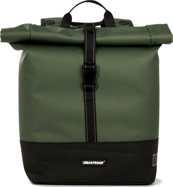 Gerecyclede dubbele fietstas Urban Proof Rolltop 38L 30 x 15 x 42 cm - Groen