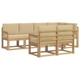 vidaXL - Buiten - bank - set - 7 - st - Wit - en - Beige - Polyester
