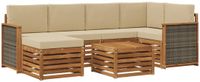 vidaXL - Buiten - bank - set - 6 - st - Naturel - Massief - Acacia - Hout - en - Polyester