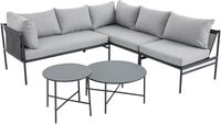 Vente-unique Moduleerbare tuinset van staal: 2 hoekbanken, 1 fauteuil en nestkasten - Antraciet - ULAME van MYLIA