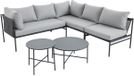 Vente-unique Moduleerbare tuinset van staal: 2 hoekbanken, 1 fauteuil en nestkasten - Antraciet - ULAME van MYLIA