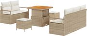 vidaXL Tuinbank Set 8-delig Beige Poly Rattan