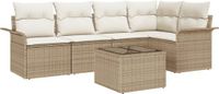 vidaXL Tuinbank Set 6-delig Beige Polyrattan
