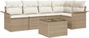 vidaXL Tuinbank Set 6-delig Beige Polyrattan