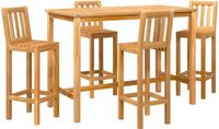 vidaXL Bar Set for Outdoors, 5-Piece, Natural, Solid Teak Wood