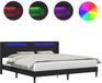 vidaXL Bedframe met LED-stripverlichting Zwart 200 x 200 cm Kunstleer