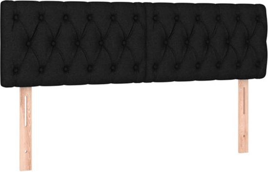 VidaXL Hoofdbord en Voeteneind Zwart Polyester/Hout 1440 mm x 70 mm x 780 mm