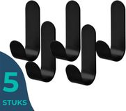 BUDDLEY Handdoekhaakjes - Zelfklevende Haakjes - RVS - Zwart 'Chital' | 5 stuks