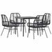 vidaXL 5-delige Tuinset met Kussens Poly Rattan Glas Zwart