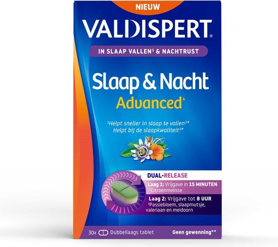 Valdispert Slaap &amp; Nacht Advanced - Citroenmelisse helpt om sneller in slaap te vallen* - 30 dubbellaagse tabletten