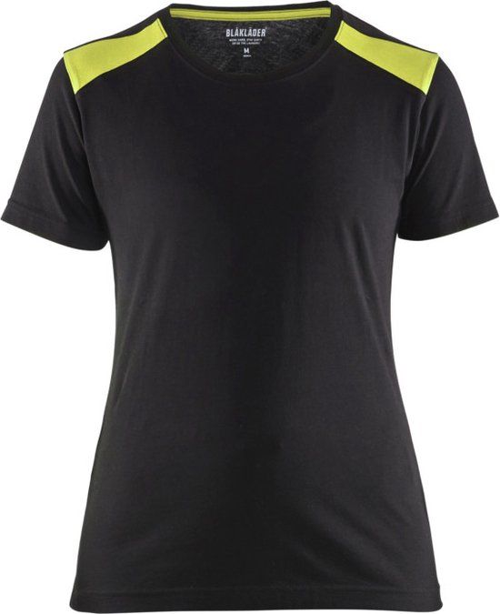 Blåkläder Dames T-shirt 3479-1042 - Zwart/High Vis Geel - XXL