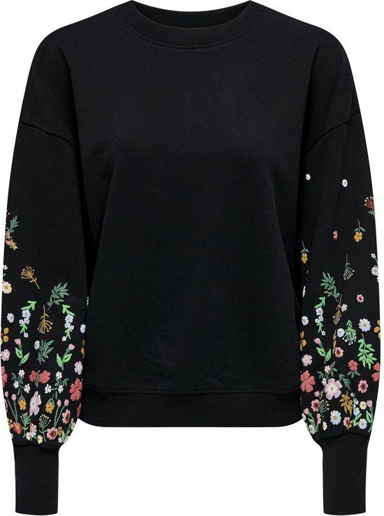 ONLY ONLBROOKE Flower Sweater - Black - Women's Size S
