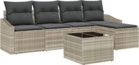 vidaXL Bankstel Lichtgrijs Polyrattan