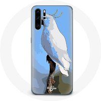 Maniacase Etui voor Huawei P30 pro Kaketoe papegaaien witte vogels