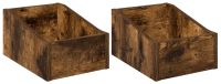 Boîte pour disques vinyles 2 pièces chêne fumé 23 x 33 x 16 cm bois traité