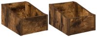 Boîte pour disques vinyles 2 pièces chêne fumé 23 x 33 x 16 cm bois traité