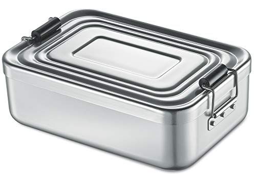 Küchenprofi Lunchbox Aluminium, Broodtrommel met Vakken, Verstelbaar, Siliconen Afdichting, 23 x 15 x 7 cm, Zilver