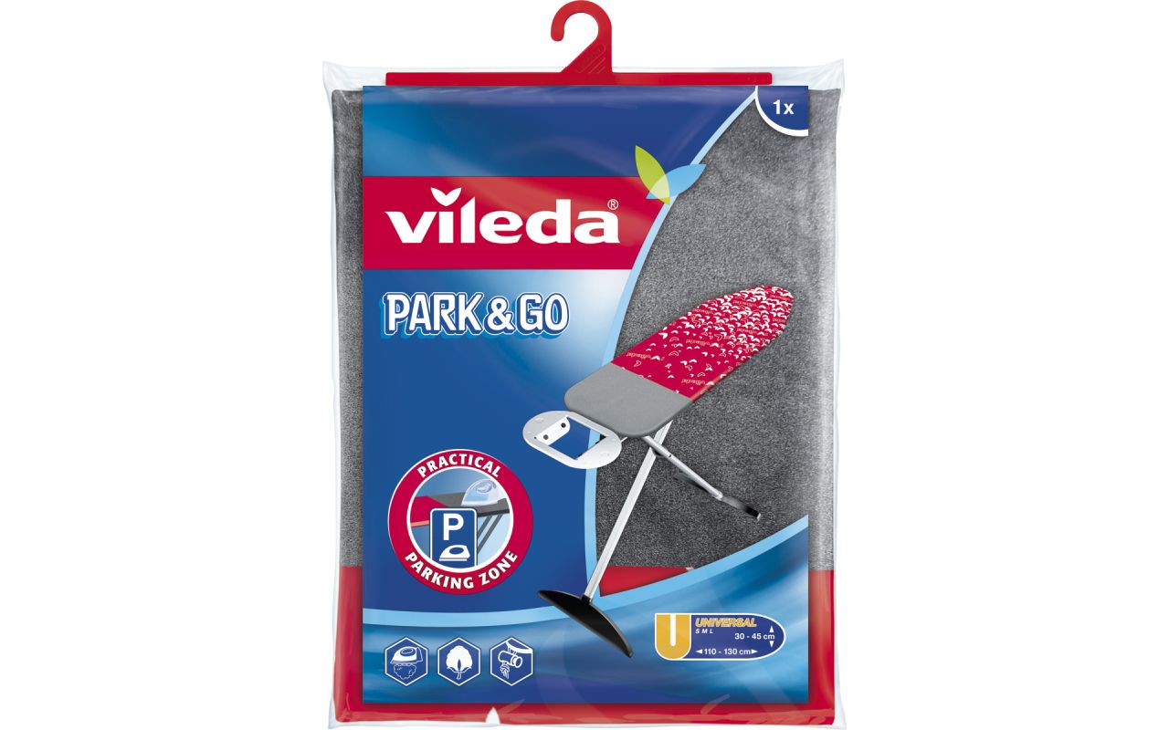 Vileda Park+Go Strijkplankhoes - Katoen, Schuim, Polyurethaan - Zwart/Rood - 45x130cm