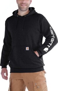 Carhartt Midweight Sleeve Logo Hooded Sweatshirt - Black - Men's