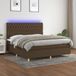 vidaXL Boxspring met matras en LED stof donkerbruin 160x200 cm