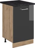 Vicco Keukenonderkast R-Line, Antraciet Hoogglans/Goudkleurig Eiken, 50 cm