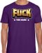 Bellatio Decorations Foute party t-shirt voor heren - Fuck this music - paars - carnaval/themafeest XXL