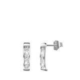 Lucardi Dames Oorbellen met diamant 0,02ct - Oorbellen - Cadeau - 14 Karaat Goud - Witgoud
