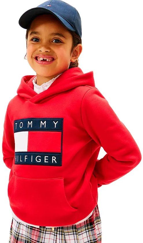 Tommy Hilfiger Heritage Flag Hoodie Rood 16 Jaar Jongens, Meisjes