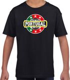Bellatio Decorations Have fear Portugal is here t-shirt met sterren embleem in de kleuren van de Portugese vlag - zwart - kids - Portugal supporter / Portugees elftal fan shirt / EK / WK / kleding 110/116