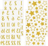 Merkloos / Sans marque ZenithVibe 4 vellen glitter cijfer stickers 1-24 sterren voor adventskalender - om te knutselen