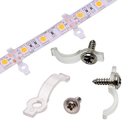 VIPMOON 100 stks Montagebeugels Clips voor 8mm Brede IP65 Waterdichte 3528 2835 LED Strip Licht, Schroeven Inbegrepen
