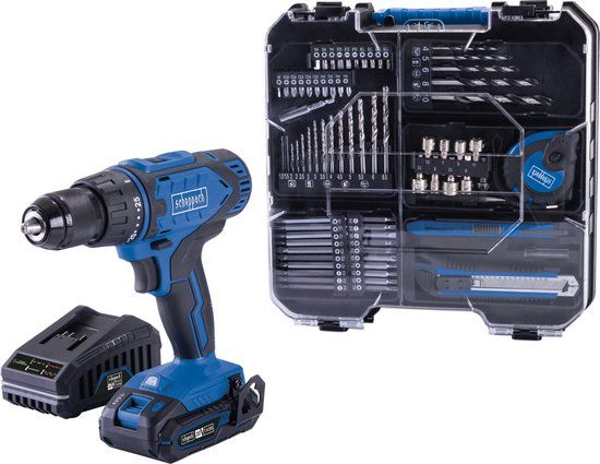 Scheppach Accuboormachine C-DTB74/1-X - Schroefboormachine - Incl. 20V accu, lader en 74-delige accessoireset - Voor hout, steen en metaal