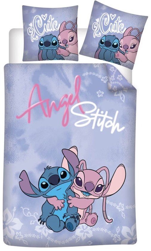 4KidsOnly Aymax Angel en Stitch dekbedovertrek 140 x 200 cm - 65 x 65 cm - polykatoen