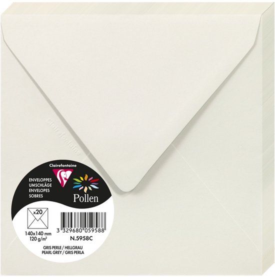 Clairefontaine Stuifmeel Envelop 140 mm Pearl Grey Papier