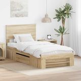vidaXL - Cadre de lit - avec - tête de lit - Sonoma - Chêne - 90 - x - 200 - cm - Bois - traité