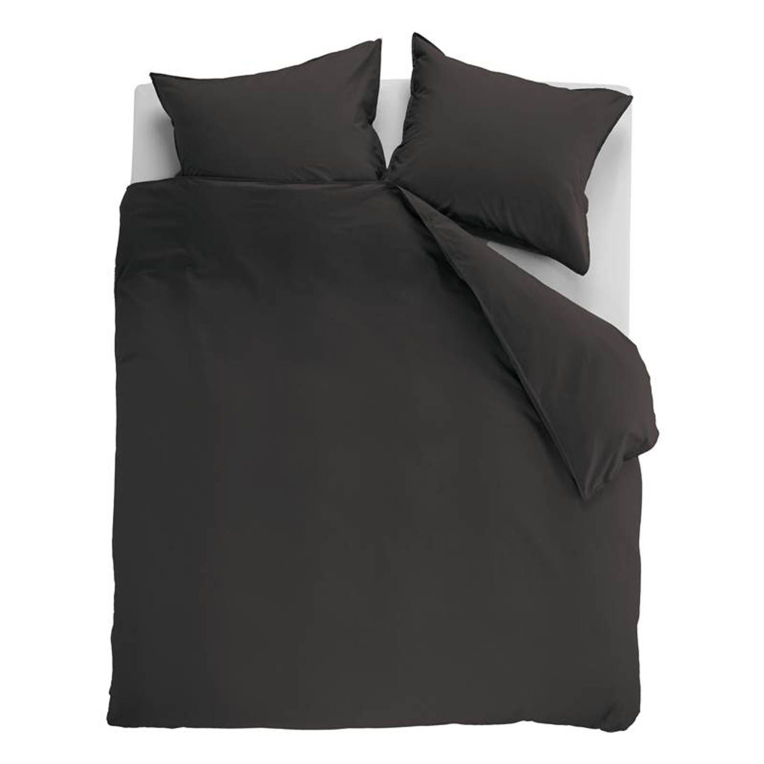 Ambiante Cotton Uni Dekbedovertrek - Extra breed - 260x200/220 cm - Antraciet