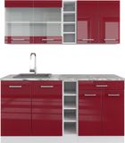 Vicco R-Line Eenpersoonskeuken – 160 cm, WB Marmer Rood hoogglans/wit