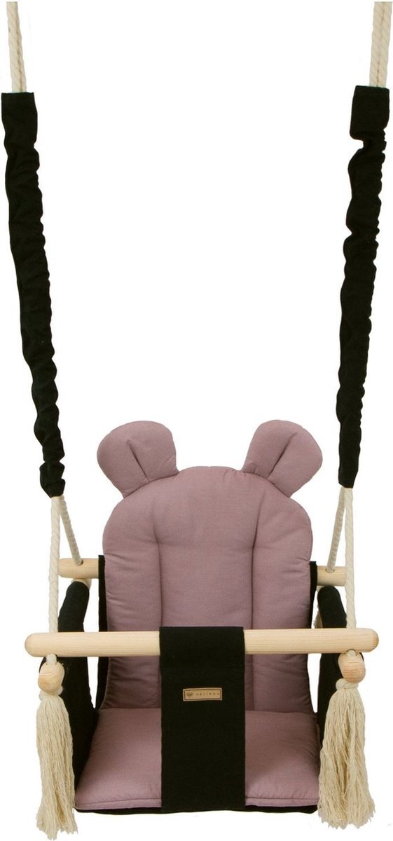 Viking Choice Babyschommel - babyswing - met oren - max. 20 kg - zwart, lichtroze