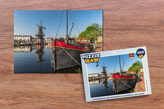 MuchoWow Puzzel Haarlem - Boot - Molen - Legpuzzel - Puzzel 500 stukjes